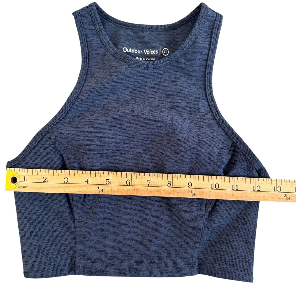 Outdoor Voices XS Blue Space Dye Crop Top High Neck Racerback Sports Bra 294768 - Picture 3 of 5